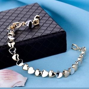 18k Gold Filled 2tone heart link bracelet. Rose gold & silver. Removable links